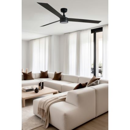 FARO 34293WT1S - CRUISER XL Dimmable LED Ceiling Fan LED/18W/230V 2700/3000/4000K Ø160 cm Black Tuya Wi‑Fi + Remote Control