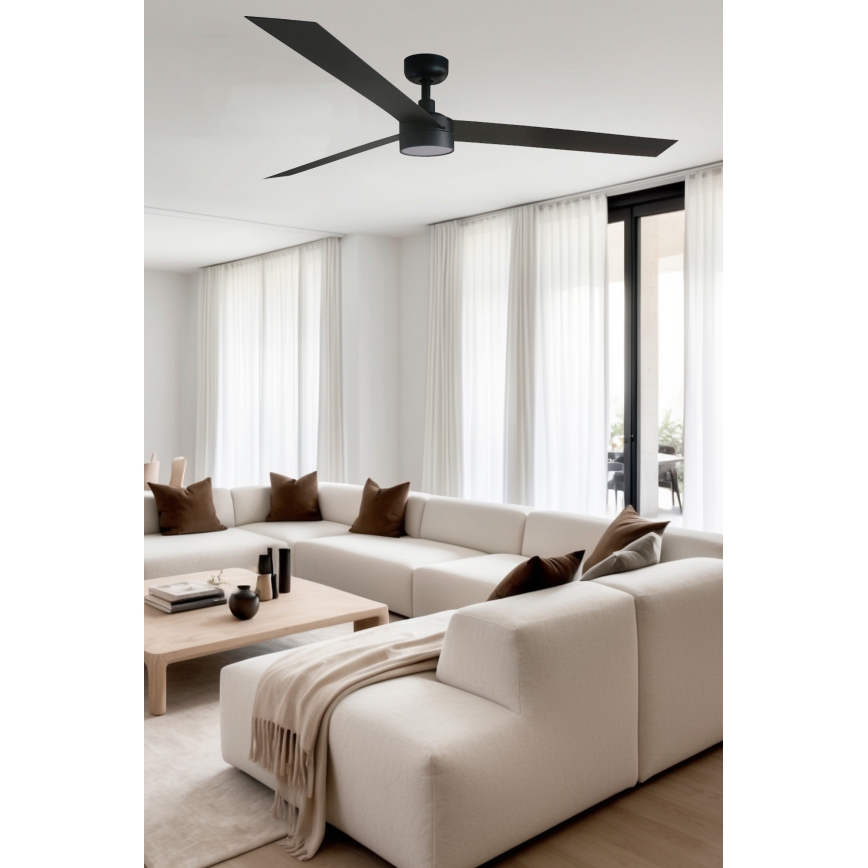 FARO 34293WT1S - CRUISER XL Dimmable LED Ceiling Fan LED/18W/230V 2700/3000/4000K Ø160 cm Black Tuya Wi‑Fi + Remote Control