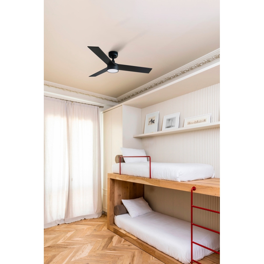 FARO 34296-1TW - LED Dimmable Ceiling Fan RUDDER S with LED/18W/230V, 2700/3000/4000K, 106 cm diameter, Black + Remote Control