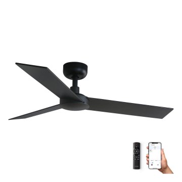 FARO 34296WP - Ceiling fan RUDDER S black d. 106 cm SMART + remote control