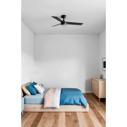FARO 34296WT-1TW - LED Dimmable ceiling fan RUDDER S LED/18W/230V 2700/4350/6000K black/brown d. 106 cm Wi-Fi Tuya + remote control