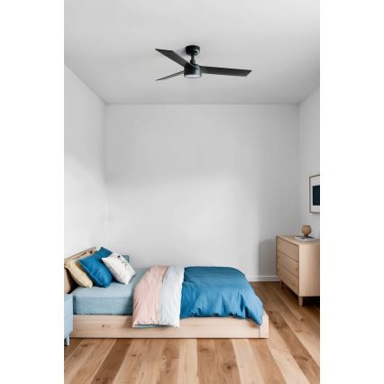 FARO 34296WT1S - RUDDER S LED dimmable ceiling fan with 18W LED, 230V, selectable 2700/3000/4000K, Ø 106 cm, brown/black, Tuya Wi‑Fi + remote control