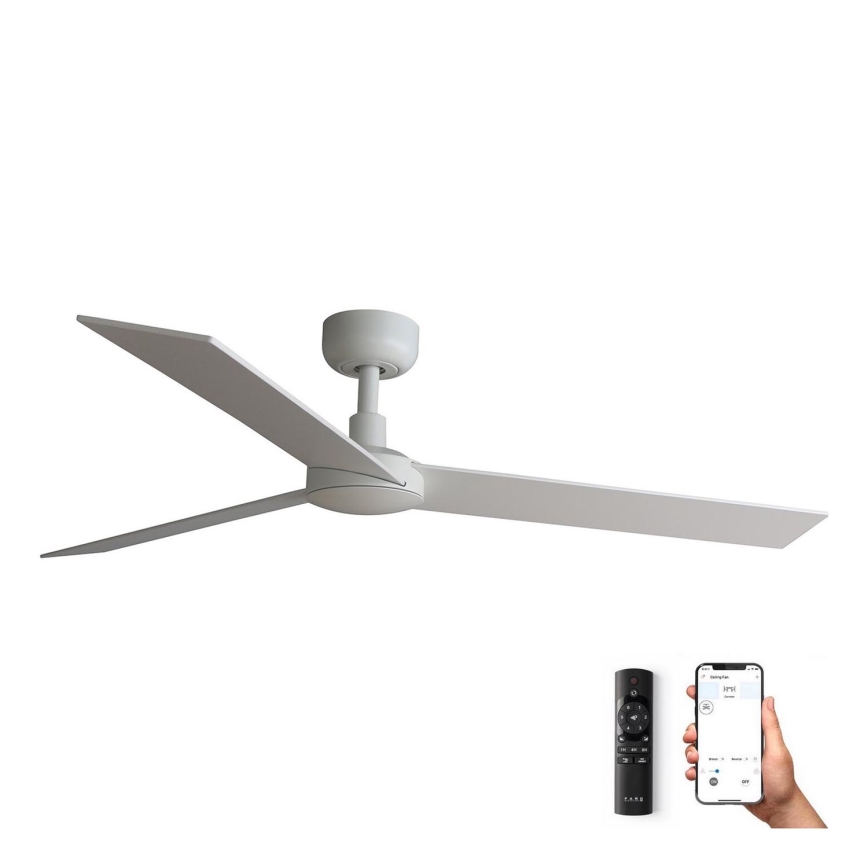 FARO 34297WP - Ceiling fan RUDDER L white d. 132 cm SMART + remote control