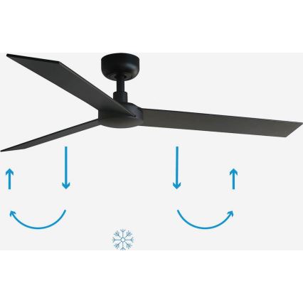 FARO 34298WP - Ceiling fan RUDDER L black d. 132 cm SMART + remote control