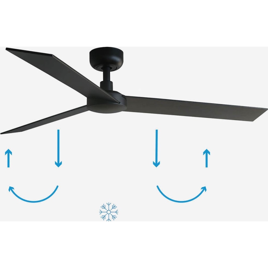 FARO 34298WP - Ceiling fan RUDDER L black d. 132 cm SMART + remote control