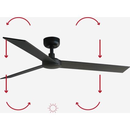 FARO 34298WP - Ceiling fan RUDDER L black d. 132 cm SMART + remote control