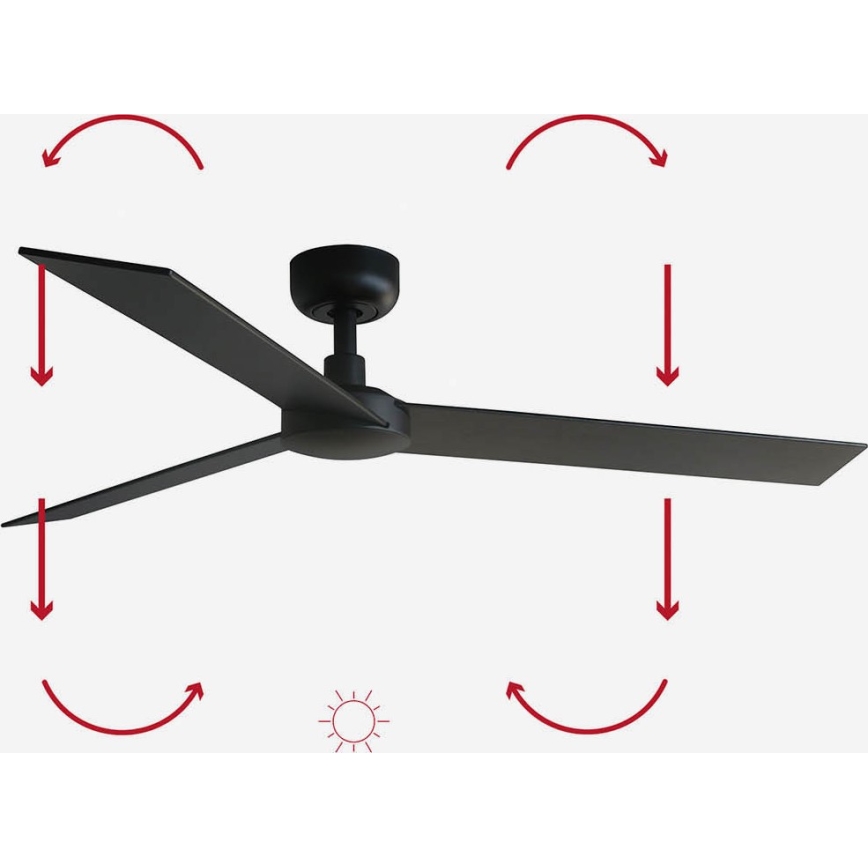 FARO 34298WP - Ceiling fan RUDDER L black d. 132 cm SMART + remote control