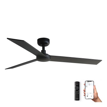 FARO 34298WP - Ceiling fan RUDDER L black d. 132 cm SMART + remote control