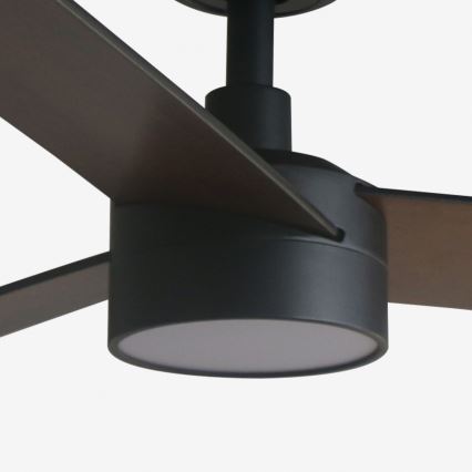FARO 34298WT1S - RUDDER L LED dimmable ceiling fan, 18W LED / 230V, 2700/3000/4000K, Ø 132 cm, brown/black, Tuya Wi‑Fi + remote control