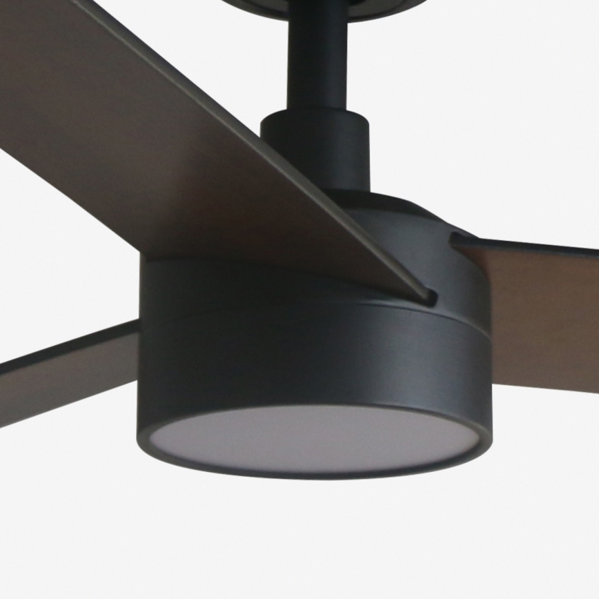 FARO 34298WT1S - RUDDER L LED dimmable ceiling fan, 18W LED / 230V, 2700/3000/4000K, Ø 132 cm, brown/black, Tuya Wi‑Fi + remote control