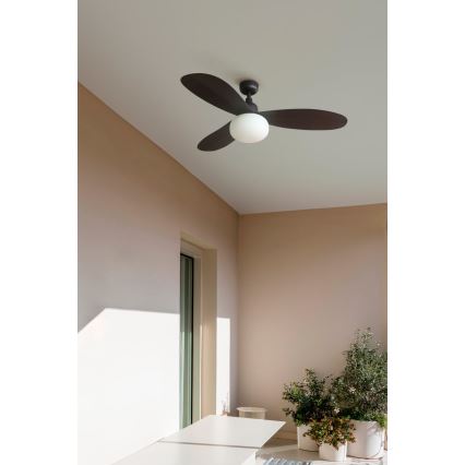FARO 34301-11L - Ceiling fan PALMA 1xE27/15W/230V brown d. 129 cm IP44 + remote control
