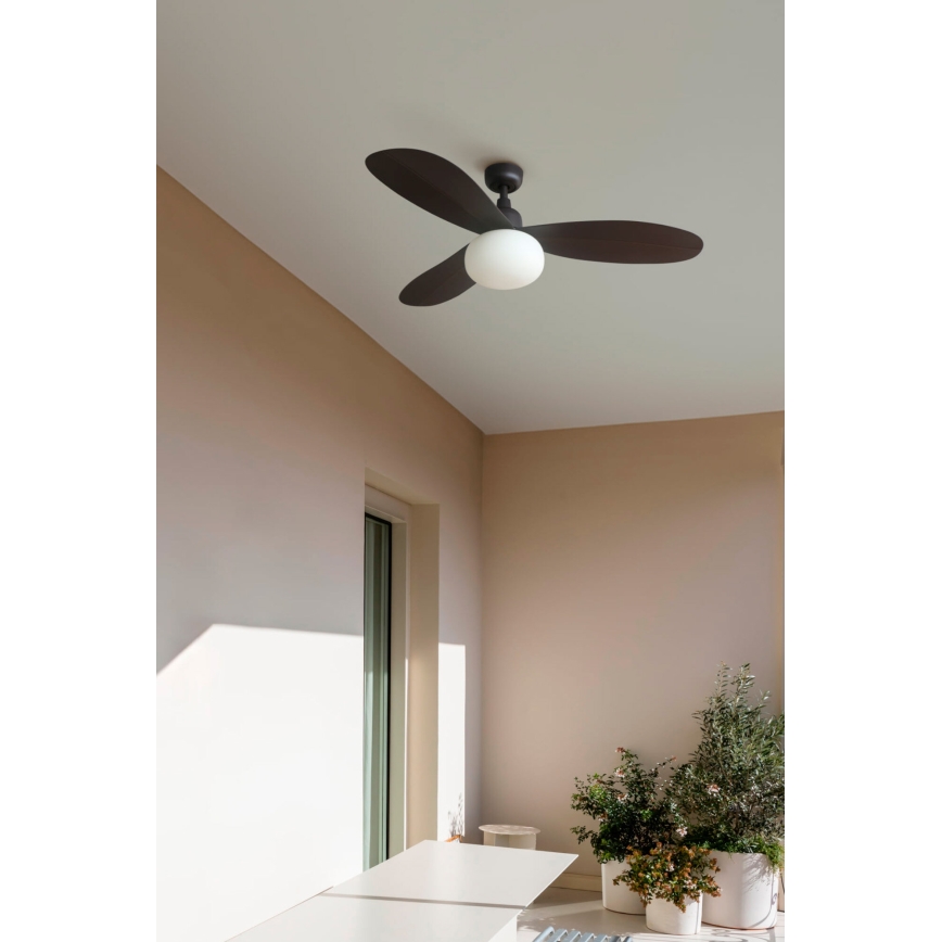 FARO 34301-11L - Ceiling fan PALMA 1xE27/15W/230V brown d. 129 cm IP44 + remote control
