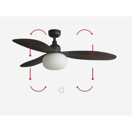 FARO 34301-11L - PALMA Ceiling Fan 1xE27/15W/230V, Brown, Ø 129 cm, IP44 + Remote Control