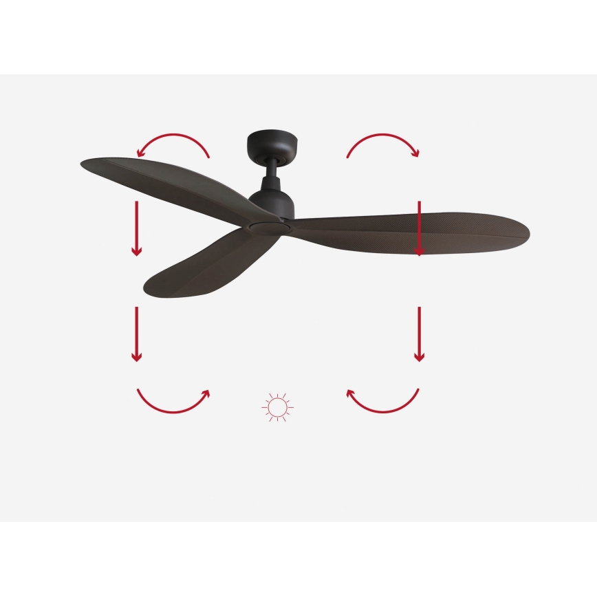 FARO 34301 - Ceiling fan PALMA brown d. 129 cm IP44 + remote control