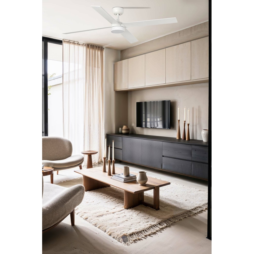 FARO 34355-1TW - LED Dimmable ceiling fan RUDDER L LED/20W/230V white/beige d. 132 cm + remote control
