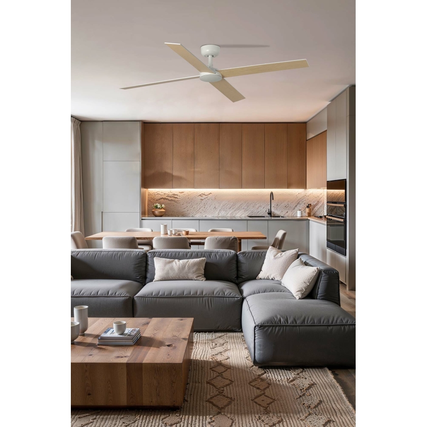 FARO 34355 - Ceiling fan RUDDER L beige/white d. 132 cm + remote control
