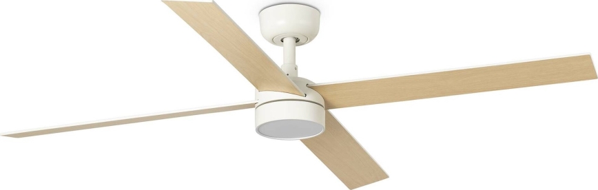 FARO 34355WT-1TW - LED Dimmable ceiling fan RUDDER L LED/18W/230V 2700/4350/6000K white/beige d. 132 cm Wi-Fi Tuya + remote control