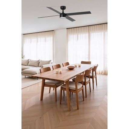 FARO 34356-1TW - LED Dimmable ceiling fan RUDDER L LED/20W/230V black/brown d. 132 cm + remote control