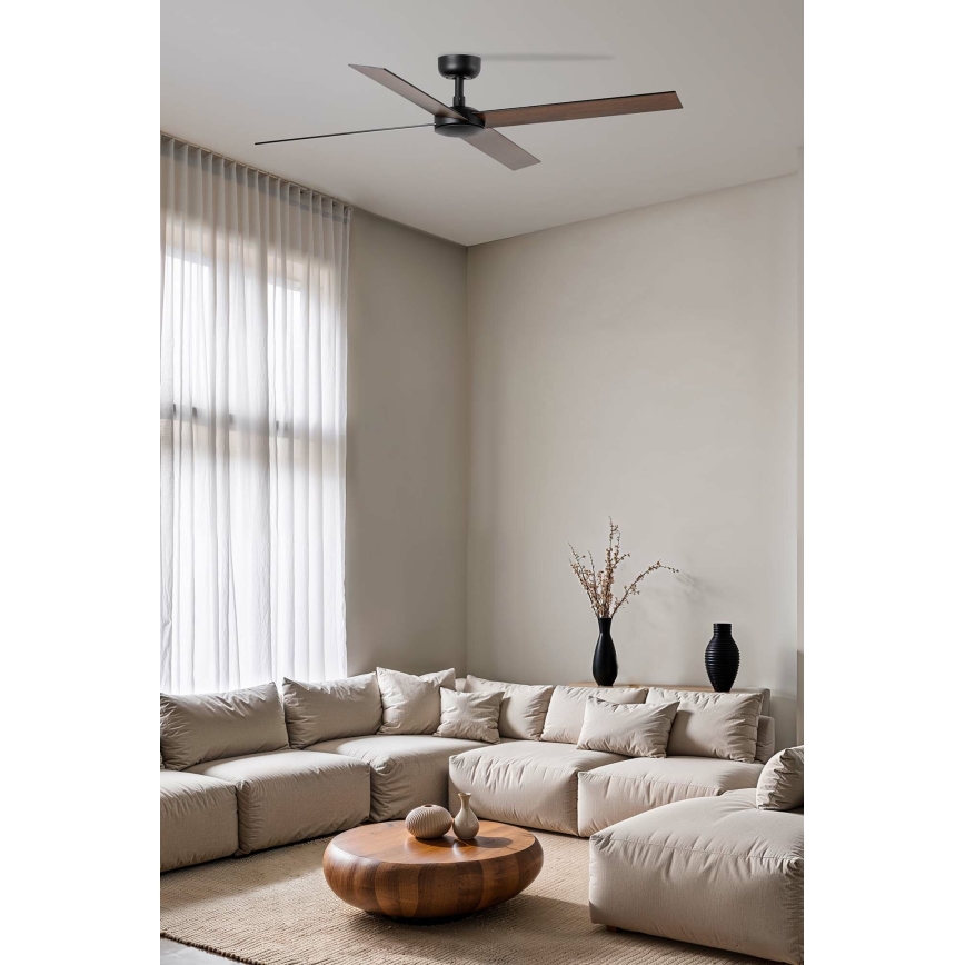FARO 34356WT - Ceiling fan RUDDER L brown/black d. 132 cm Wi-Fi Tuya + remote control
