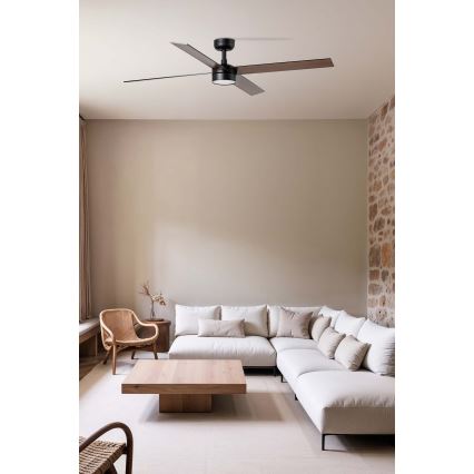 FARO 34356WT1S - LED Dimmable Ceiling Fan RUDDER L LED/18W/230V 2700/3000/4000K Ø 132 cm Brown/Black Tuya Wi‑Fi + Remote Control