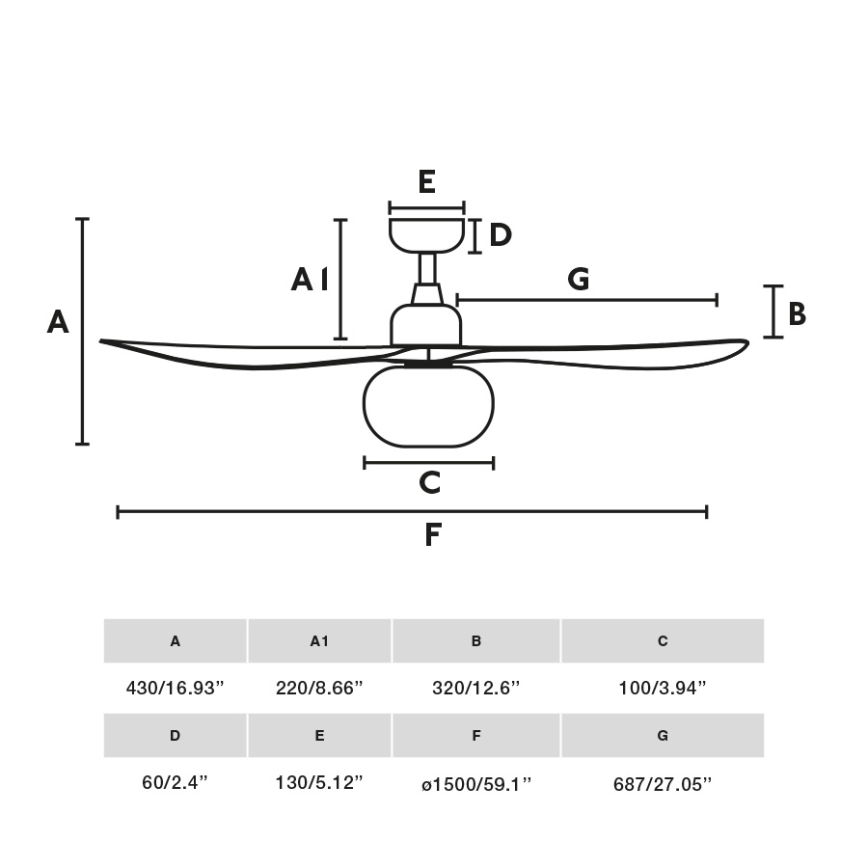FARO 34360WT-11L - Ceiling fan OUTWOOD L 1xE27/15W/230V brown/black d. 150 cm Wi-Fi Tuya IP44 + remote control