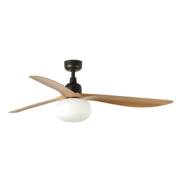 FARO 34360WT-11L - OUTWOOD L Ceiling Fan 1xE27/15W/230V Brown/Black Ø 150 cm Wi-Fi Tuya IP44 + Remote Control