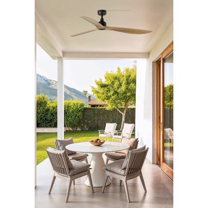 FARO 34360WT - Ceiling fan OUTWOOD L brown/black d. 150 cm Wi-Fi Tuya IP44 + remote control