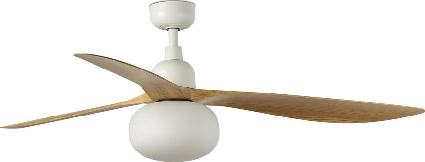 FARO 34361WT-11L - Ceiling fan OUTWOOD L 1xE27/15W/230V brown/white d. 150 cm Wi-Fi Tuya IP44 + remote control