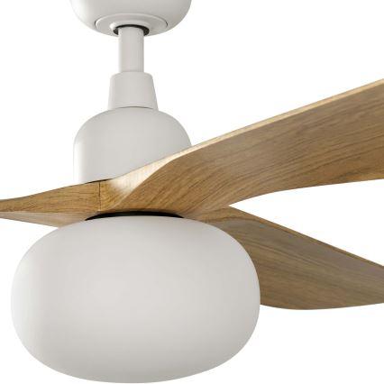 FARO 34361WT-11L - Ceiling fan OUTWOOD L 1xE27/15W/230V brown/white d. 150 cm Wi-Fi Tuya IP44 + remote control