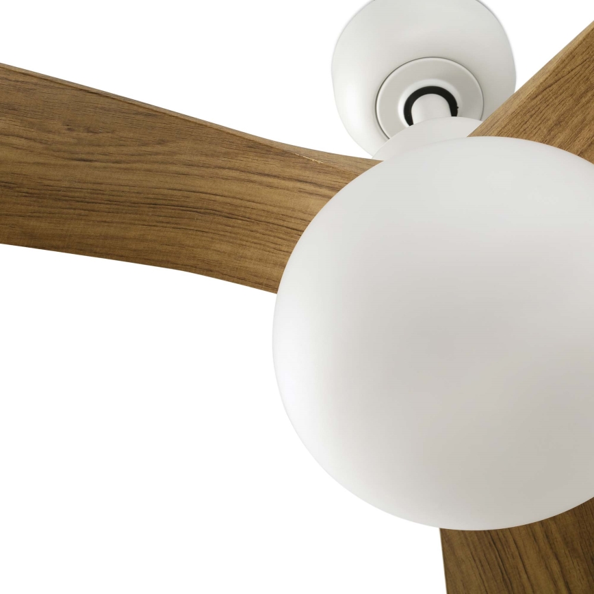 FARO 34361WT-11L - Ceiling fan OUTWOOD L 1xE27/15W/230V brown/white d. 150 cm Wi-Fi Tuya IP44 + remote control