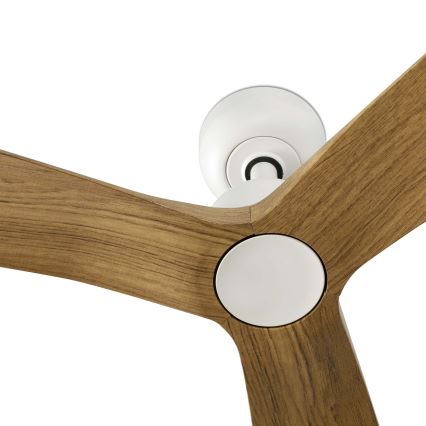 FARO 34361WT - Ceiling fan OUTWOOD L brown/white d. 150 cm Wi-Fi Tuya IP44 + remote control