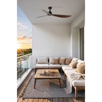 FARO 34362 - Ceiling fan OUTWOOD L brown/black d. 150 cm IP44 + remote control