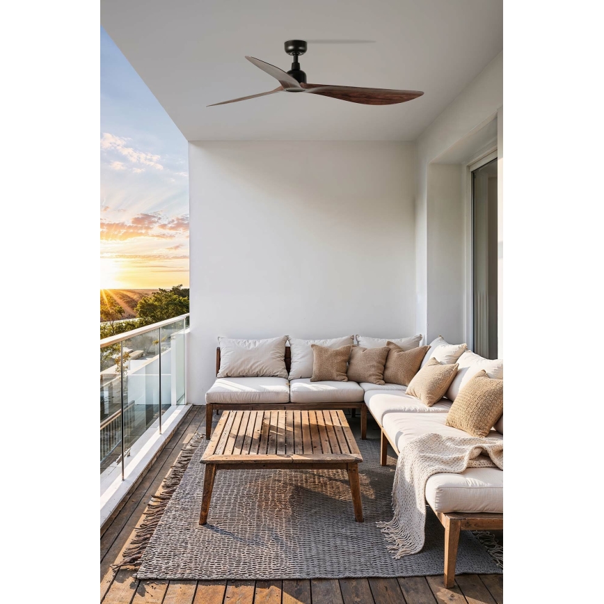 FARO 34362 - Ceiling fan OUTWOOD L brown/black d. 150 cm IP44 + remote control