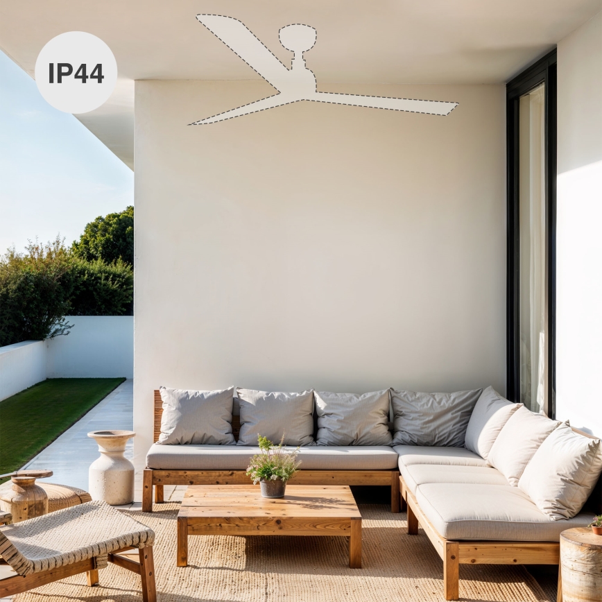 FARO 34362WT-11L - Ceiling fan OUTWOOD L 1xE27/15W/230V brown/black d. 150 cm Wi-Fi Tuya IP44 + remote control