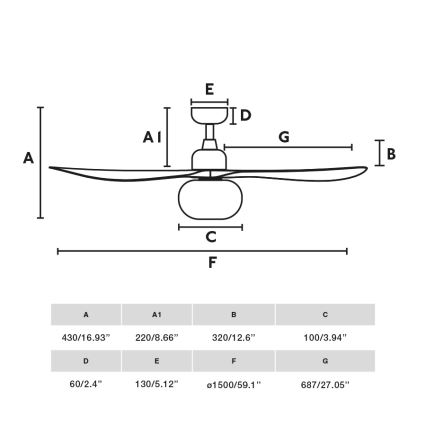FARO 34362WT-11L - Ceiling fan OUTWOOD L 1xE27/15W/230V brown/black d. 150 cm Wi-Fi Tuya IP44 + remote control