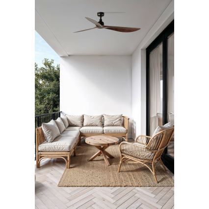 FARO 34362WT - Ceiling fan OUTWOOD L brown/black d. 150 cm Wi-Fi Tuya IP44 + remote control