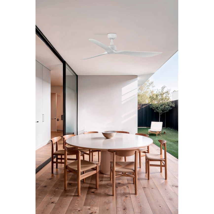 FARO 34363 - Ceiling fan OUTWOOD L white d. 150 cm IP44 + remote control