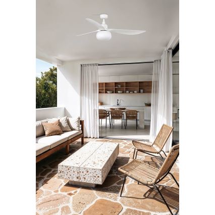 FARO 34363WT-11L - Ceiling fan OUTWOOD L 1xE27/15W/230V white d. 150 cm Wi-Fi Tuya IP44 + remote control