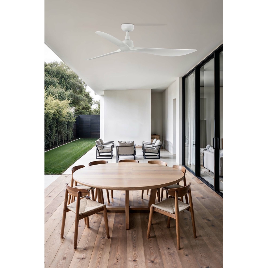 FARO 34363WT - Ceiling fan OUTWOOD L white d. 150 cm Wi-Fi Tuya IP44 + remote control