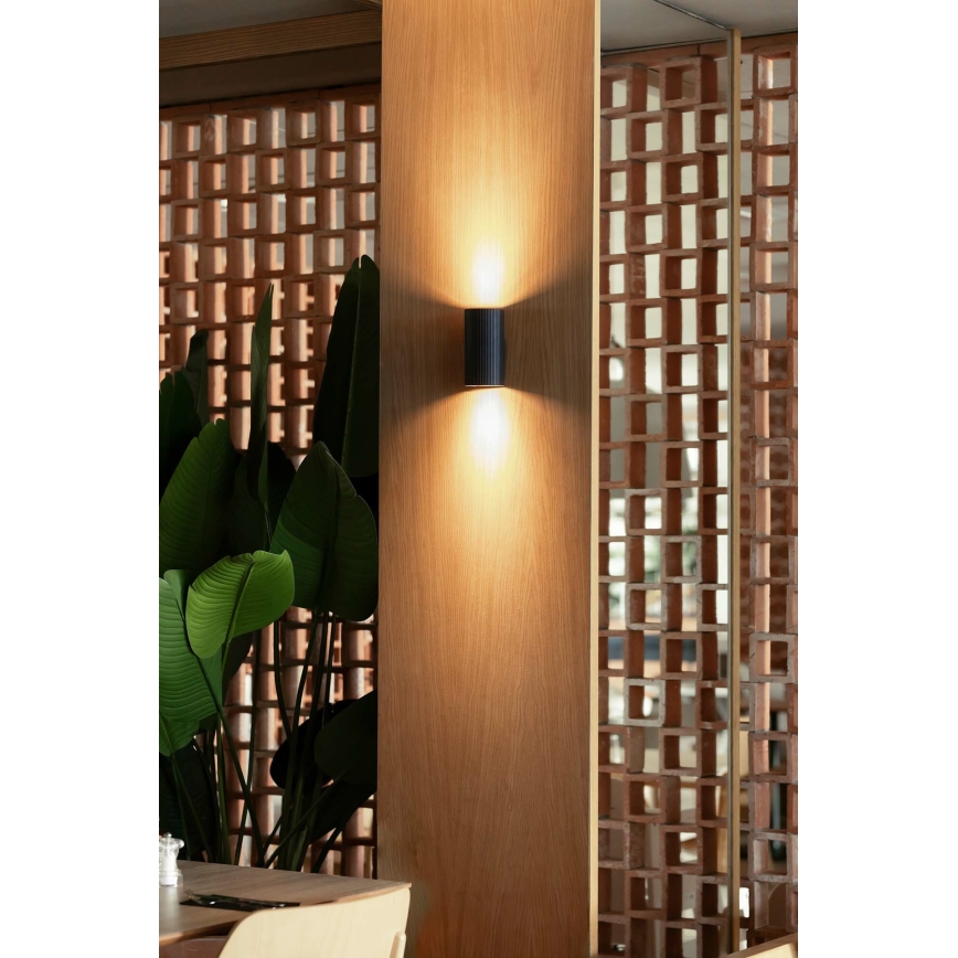 FARO 40543 - Wall light SOLE 2xGU10/8W/230V black corrugated round