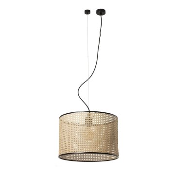 FARO 64314-49 - Chandelier on a string MAMBO 1xE27/15W/230V d. 45 cm rattan/black