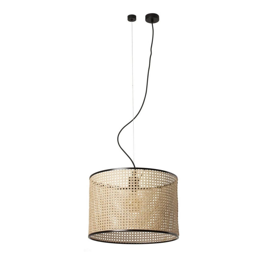 FARO 64314-49 - Chandelier on a string MAMBO 1xE27/15W/230V d. 45 cm rattan/black