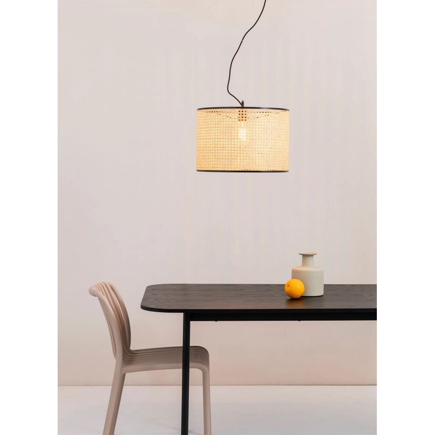 FARO 64314-49 - Chandelier on a string MAMBO 1xE27/15W/230V d. 45 cm rattan/black