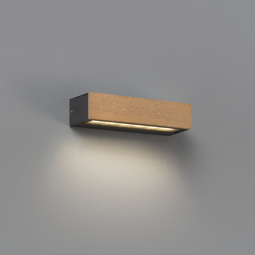 FARO 71898 - LAKO LED Outdoor Wall Light LED/8W/230V IP65 Black/Wood