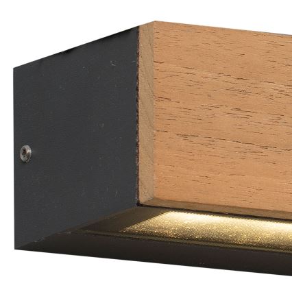 FARO 71898 - LAKO LED Outdoor Wall Light LED/8W/230V IP65 Black/Wood