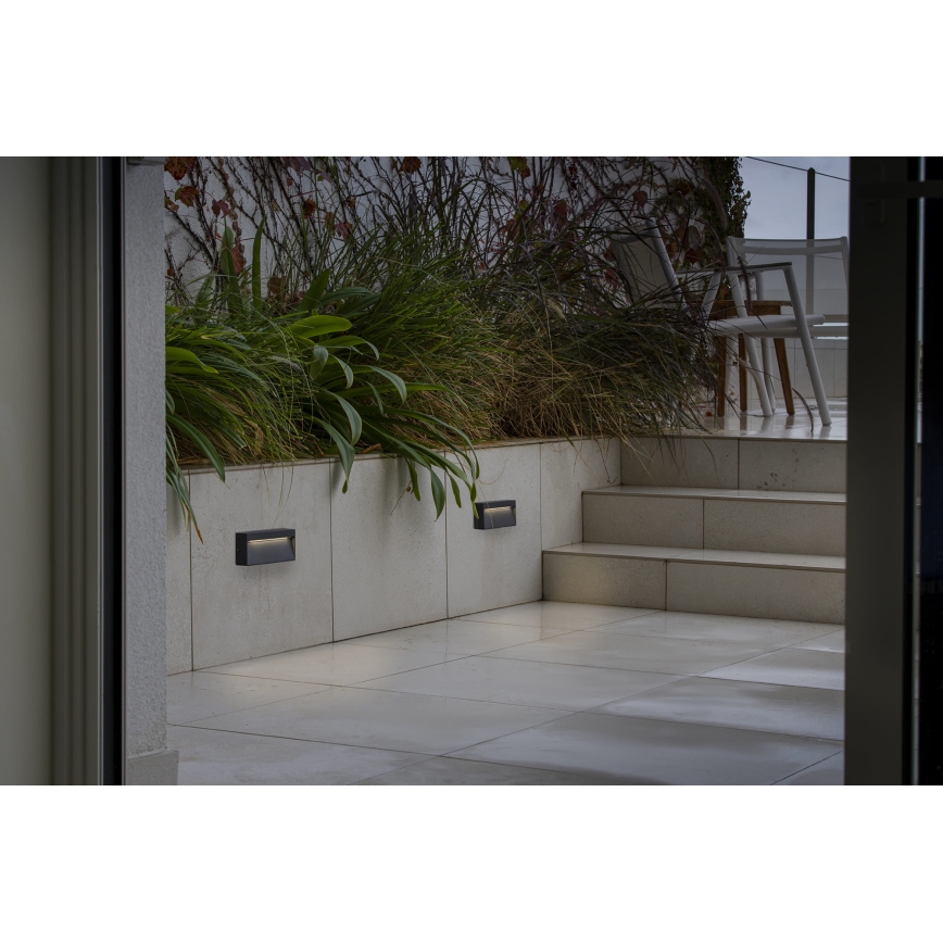 FARO 71966 - DUNE LED Staircase Light, 6W, 230V, 2200/2700/3200/4000K, IP65, Anthracite, Rectangular