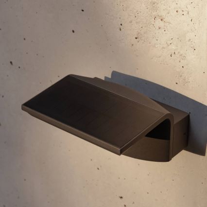 FARO 74456 - Solar LED Wall Light with LUMA Sensor, 5W LED / 3.7/230V, IP65, Anthracite