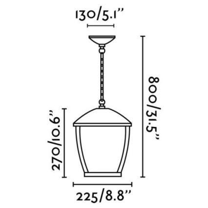 FARO 75002 - Outdoor chandelier on a chain WILMA 1xE27/100W/230V IP44