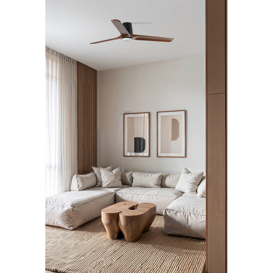 FARO 33839WT-1TW - LED Dimmable ceiling fan HEYWOOD TUB L LED/10W/230V 2700/4000/6000K pine/black d. 132 cm Wi-Fi Tuya + remote control