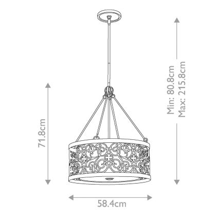 Feiss - ARABESQUE Rod Chandelier 4xE27/60W/230V, Gold